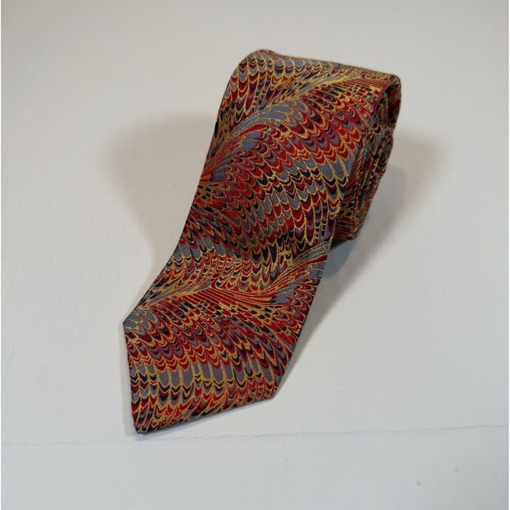 Metropolitan Museum of Art Silk Tie Red Gold Blue Abstract Art Luxury